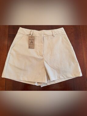 Alba Neutral Cream High-Waist Tailored Shorts